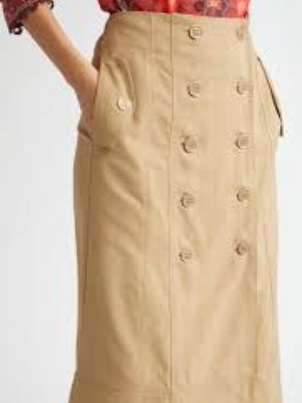 5-NWOT FARM RIO DOUBLE BREASTED MIDI SKIRT SIZE L - Picture 3 of 6